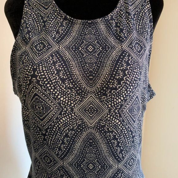 H&M Sleeveless A-Line Print Dress Blue - Picture 2 of 5
